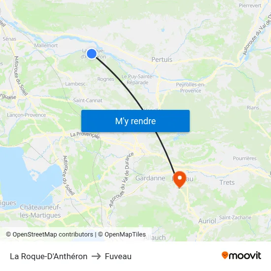 La Roque-D'Anthéron to Fuveau map