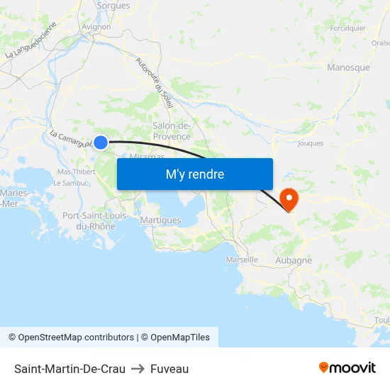 Saint-Martin-De-Crau to Fuveau map