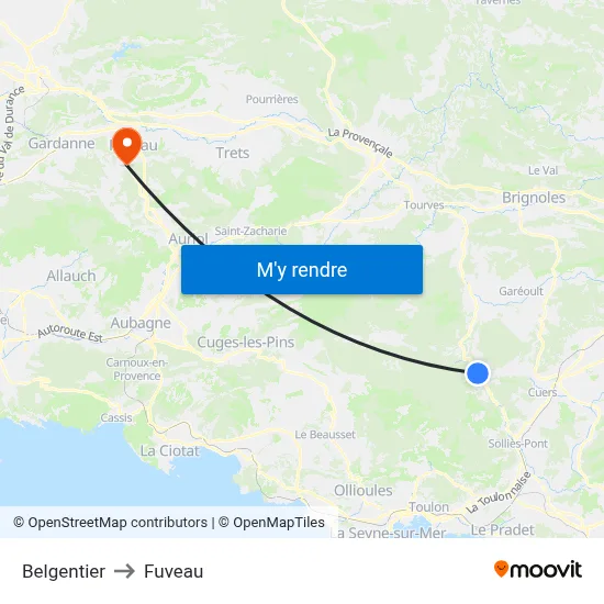 Belgentier to Fuveau map