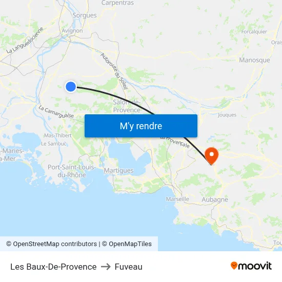 Les Baux-De-Provence to Fuveau map