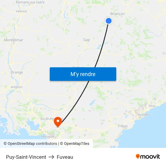 Puy-Saint-Vincent to Fuveau map