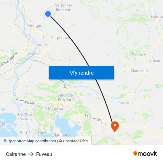 Cairanne to Fuveau map