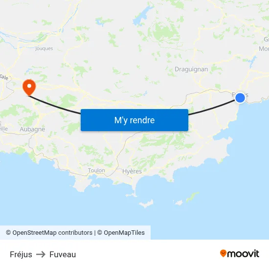 Fréjus to Fuveau map