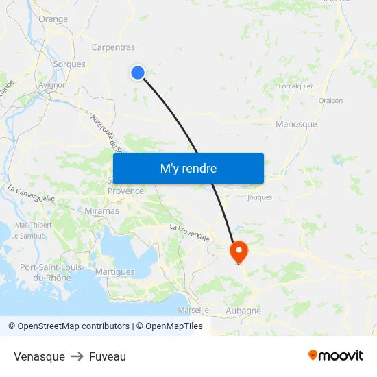 Venasque to Fuveau map