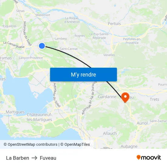 La Barben to Fuveau map
