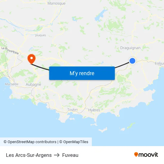 Les Arcs-Sur-Argens to Fuveau map