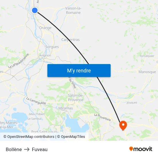 Bollène to Fuveau map