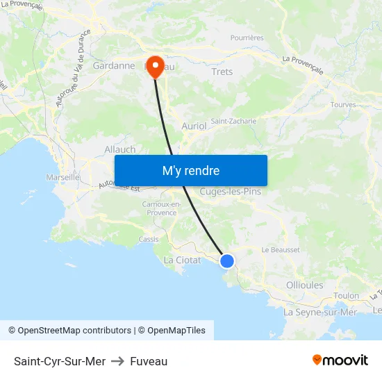 Saint-Cyr-Sur-Mer to Fuveau map