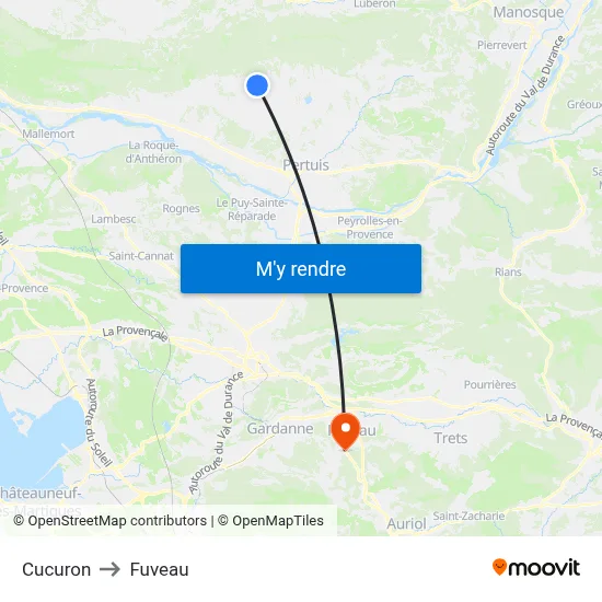 Cucuron to Fuveau map