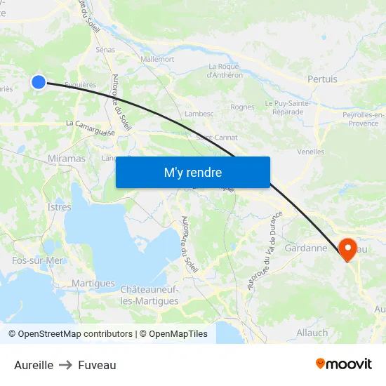 Aureille to Fuveau map