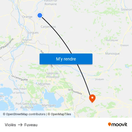 Violès to Fuveau map
