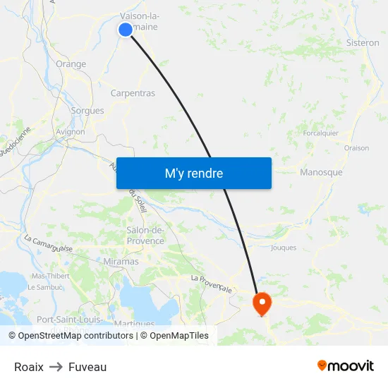 Roaix to Fuveau map