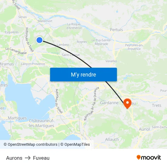 Aurons to Fuveau map
