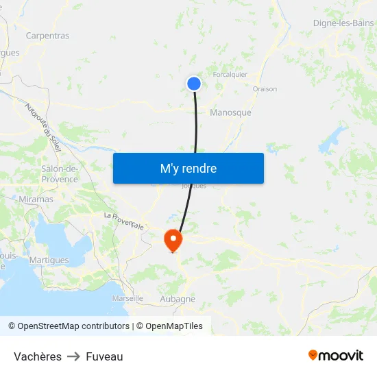 Vachères to Fuveau map