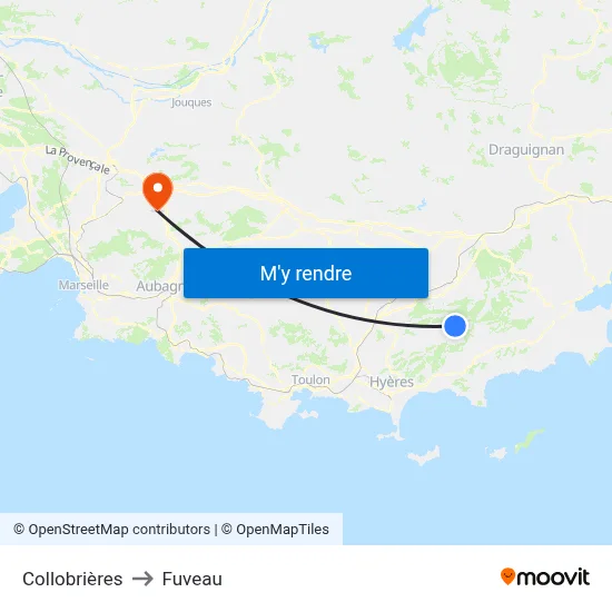 Collobrières to Fuveau map