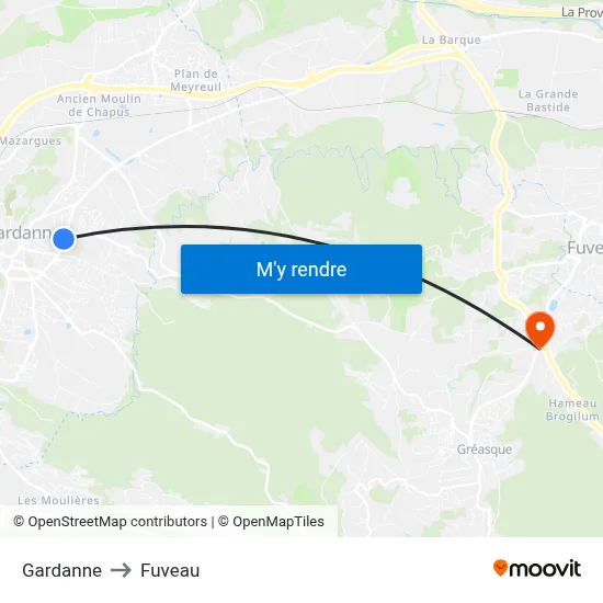 Gardanne to Fuveau map