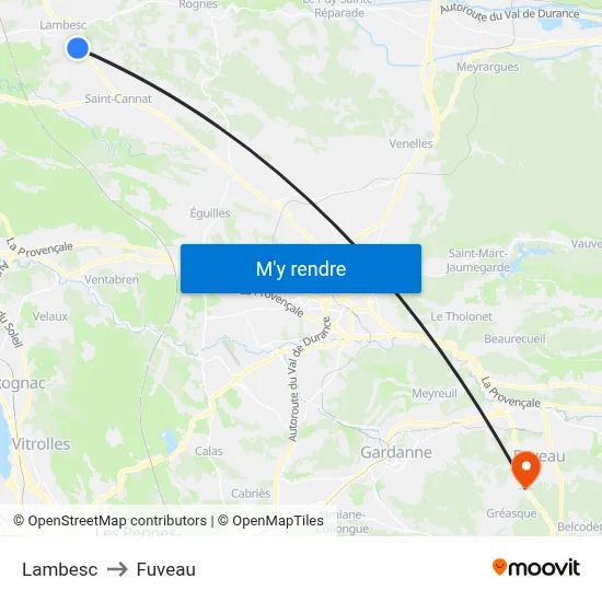 Lambesc to Fuveau map