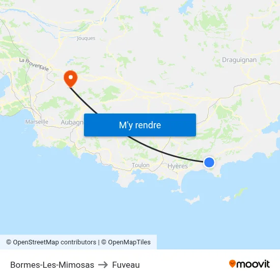 Bormes-Les-Mimosas to Fuveau map