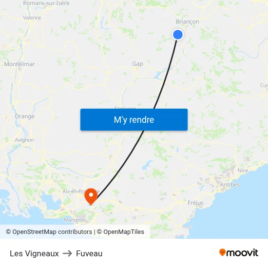 Les Vigneaux to Fuveau map