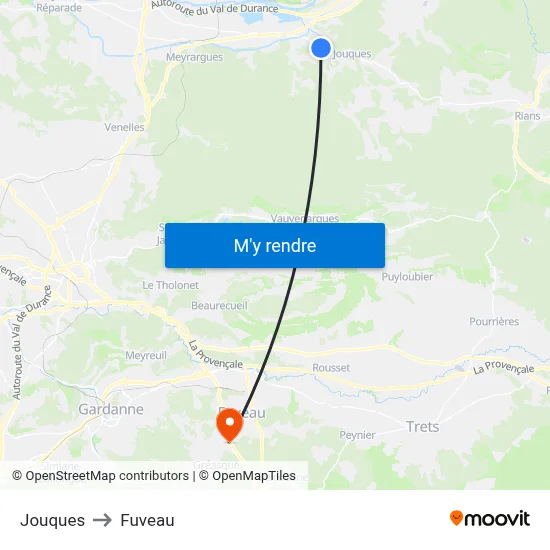 Jouques to Fuveau map