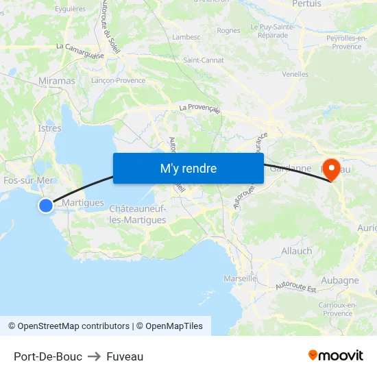 Port-De-Bouc to Fuveau map