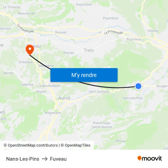 Nans-Les-Pins to Fuveau map