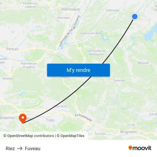 Riez to Fuveau map