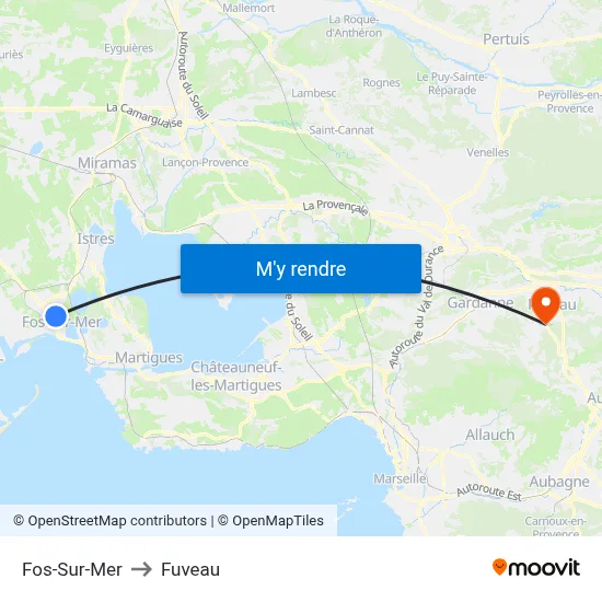 Fos-Sur-Mer to Fuveau map