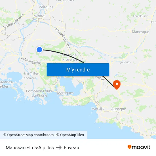 Maussane-Les-Alpilles to Fuveau map