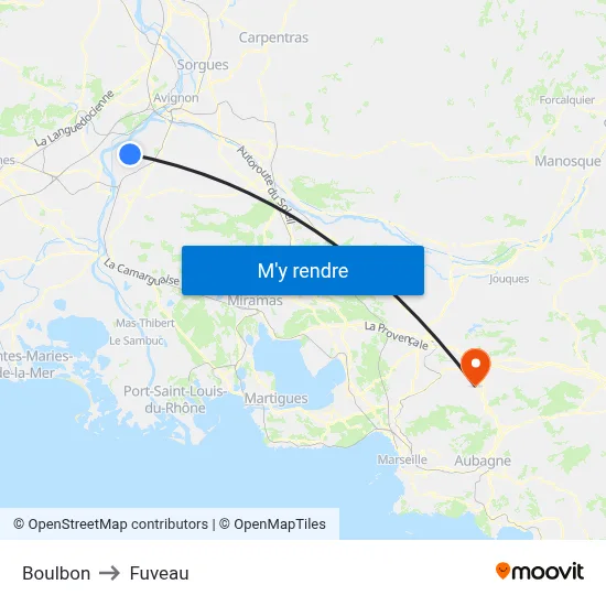 Boulbon to Fuveau map