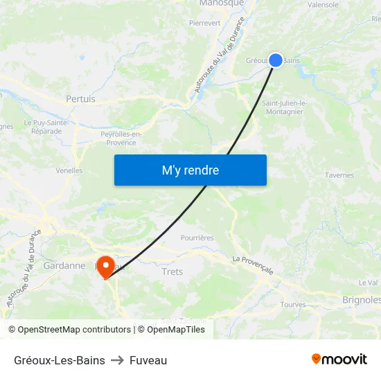 Gréoux-Les-Bains to Fuveau map