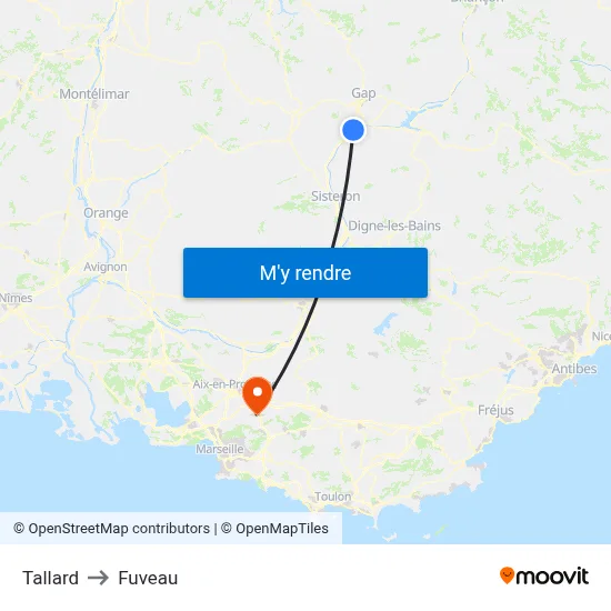 Tallard to Fuveau map