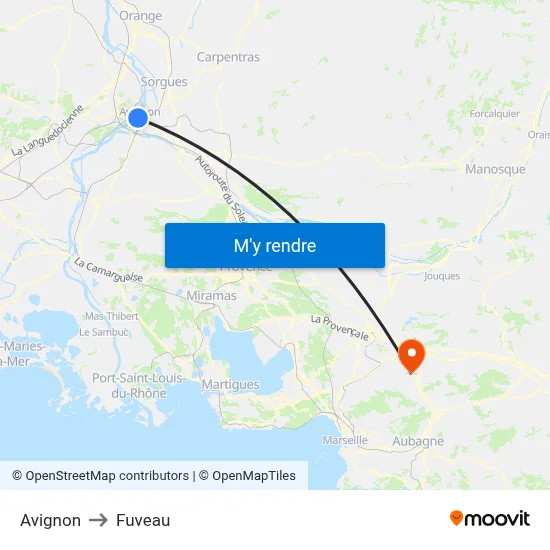 Avignon to Fuveau map