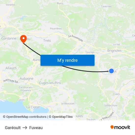 Garéoult to Fuveau map