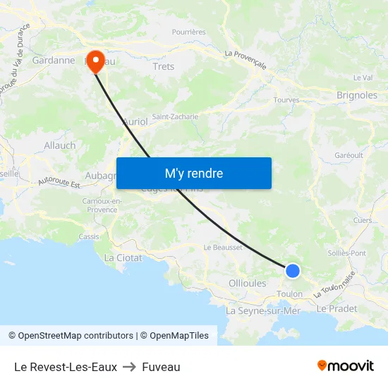 Le Revest-Les-Eaux to Fuveau map