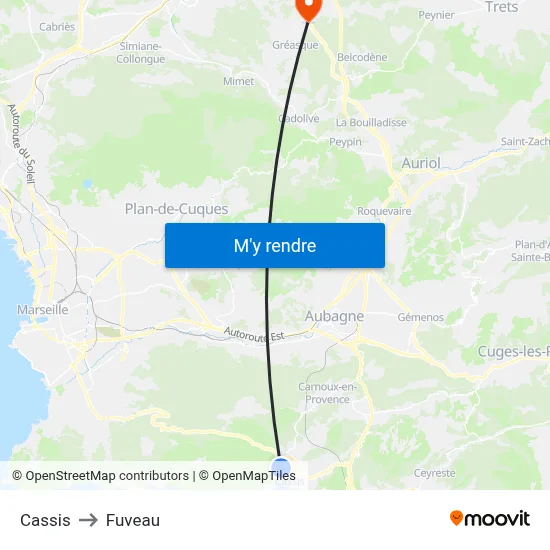 Cassis to Fuveau map