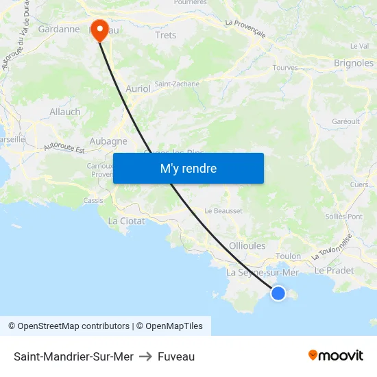 Saint-Mandrier-Sur-Mer to Fuveau map