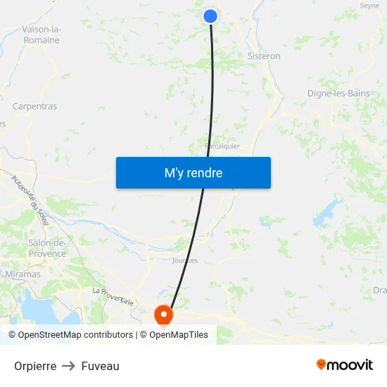 Orpierre to Fuveau map