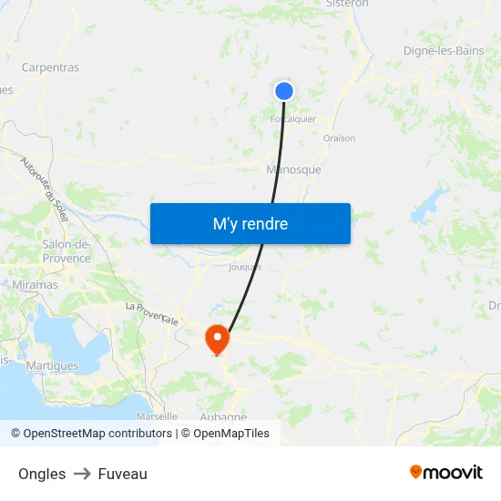 Ongles to Fuveau map