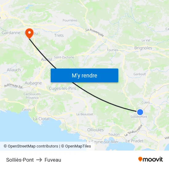 Solliès-Pont to Fuveau map