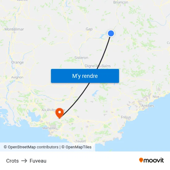 Crots to Fuveau map