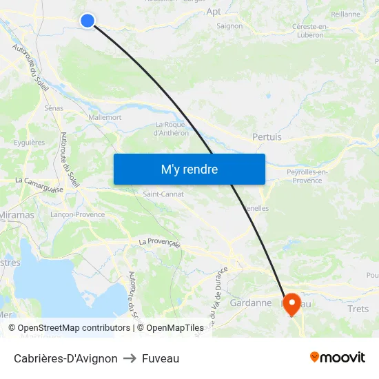 Cabrières-D'Avignon to Fuveau map