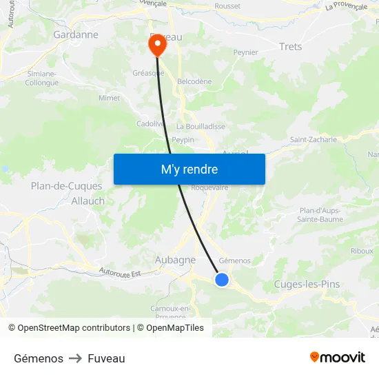 Gémenos to Fuveau map