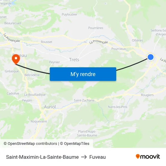 Saint-Maximin-La-Sainte-Baume to Fuveau map