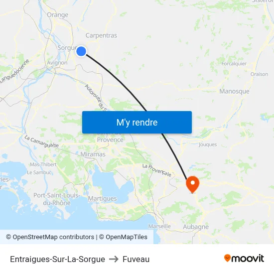 Entraigues-Sur-La-Sorgue to Fuveau map