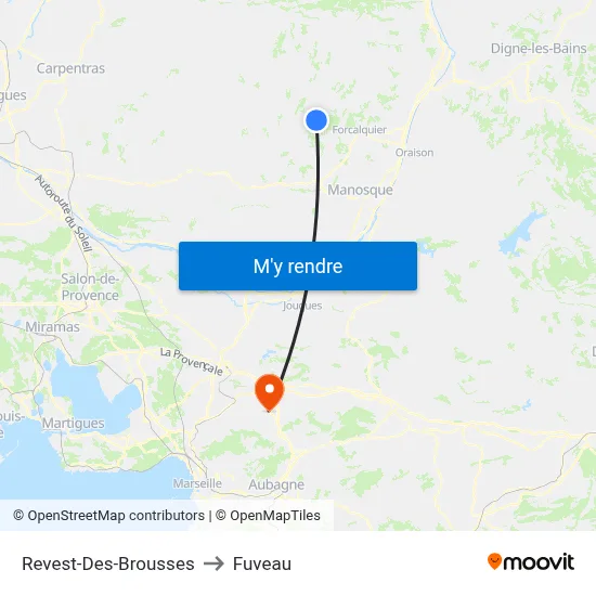 Revest-Des-Brousses to Fuveau map