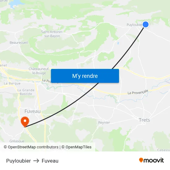Puyloubier to Fuveau map