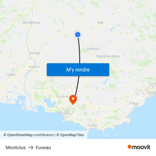 Montclus to Fuveau map
