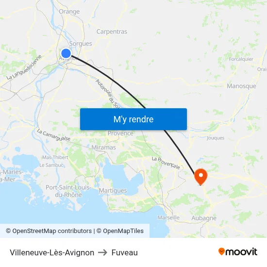 Villeneuve-Lès-Avignon to Fuveau map