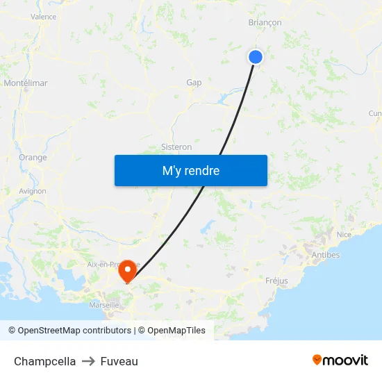 Champcella to Fuveau map